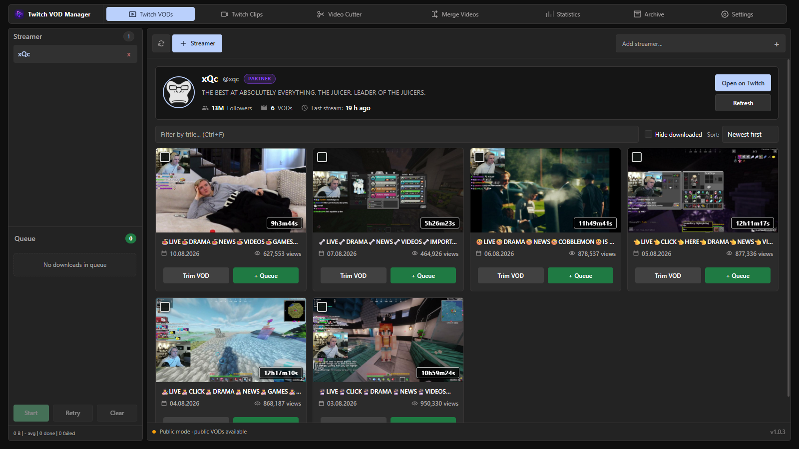 Twitch VOD Manager workspace