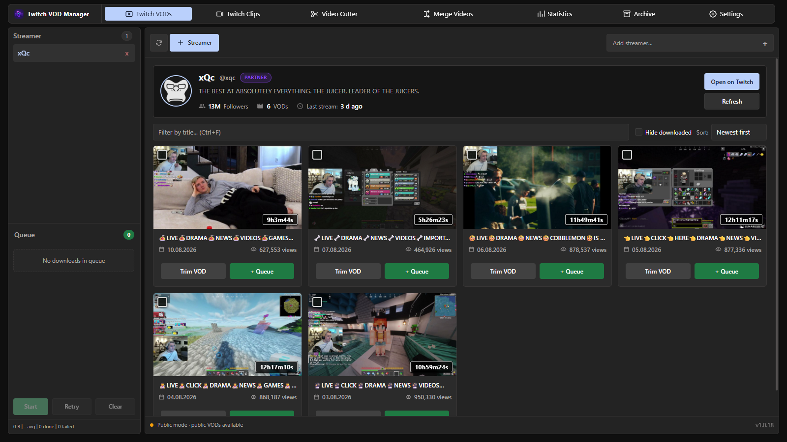 Twitch VOD Manager workspace