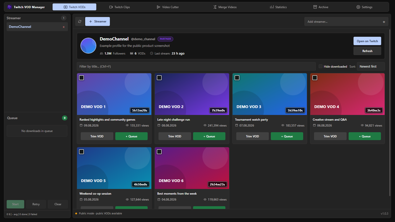 Twitch VOD Manager workspace