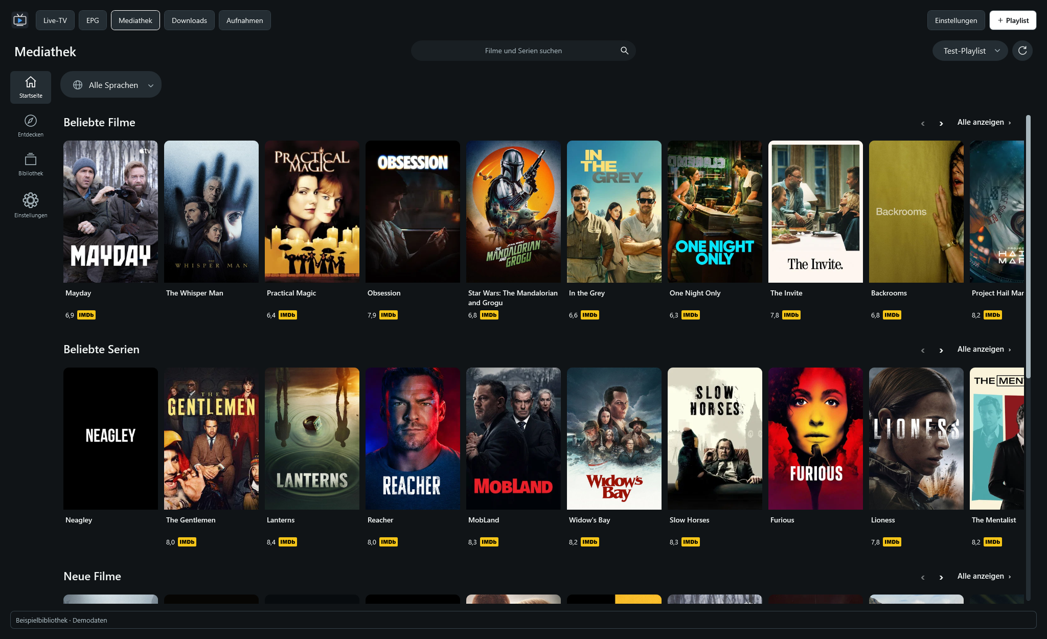 Simple TV: Mediathek mit Film- und Serienreihen